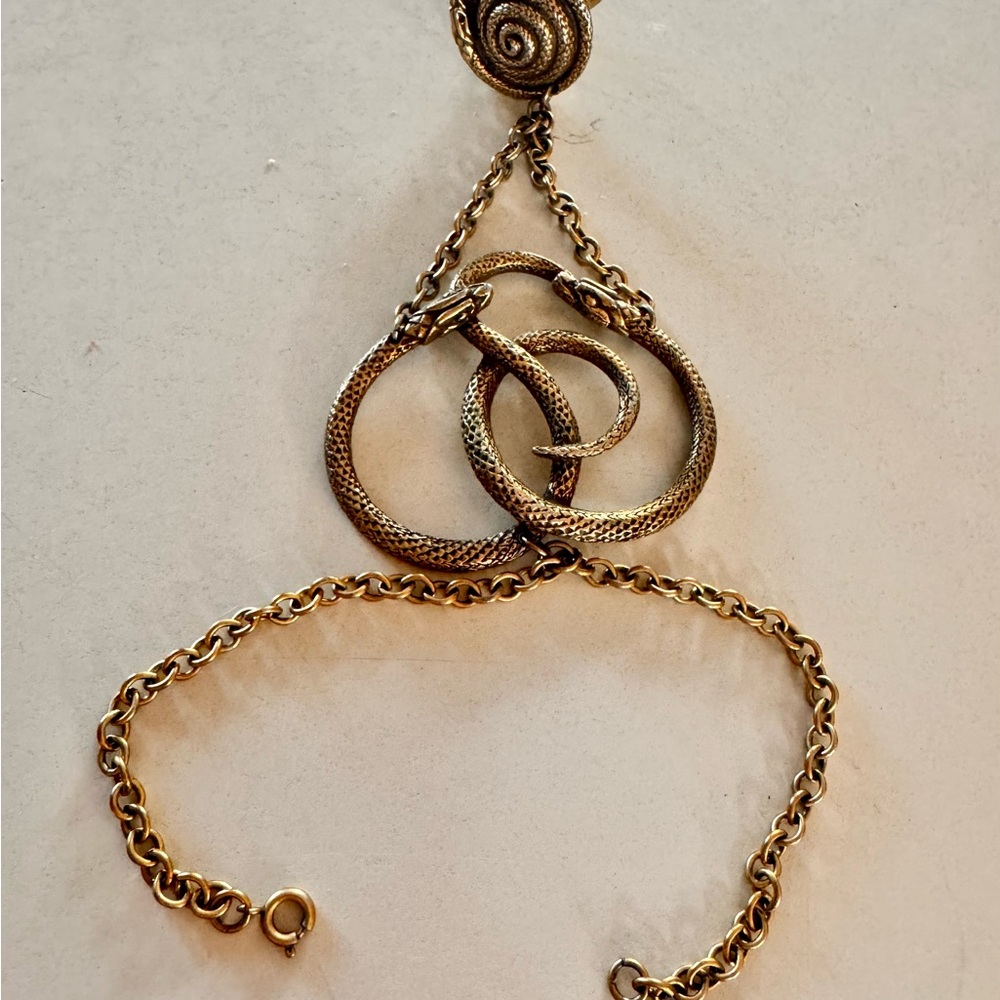 Rare vintage gold finish snake motif bracelet ring.